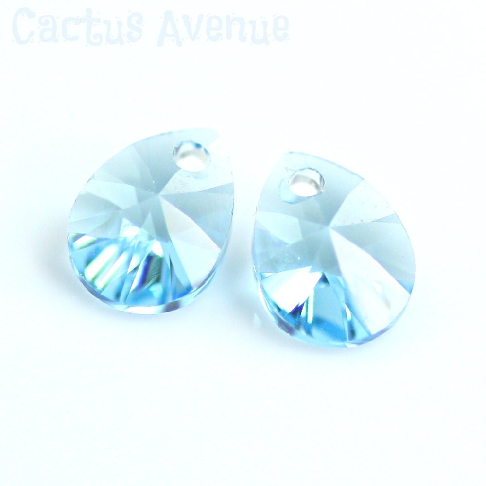 Aqua Blue Swarovski Crystal Pear Briolettes with Xilion Cut, 8mm, Qty. 65 Beads, SW-10a - CactusAvenue