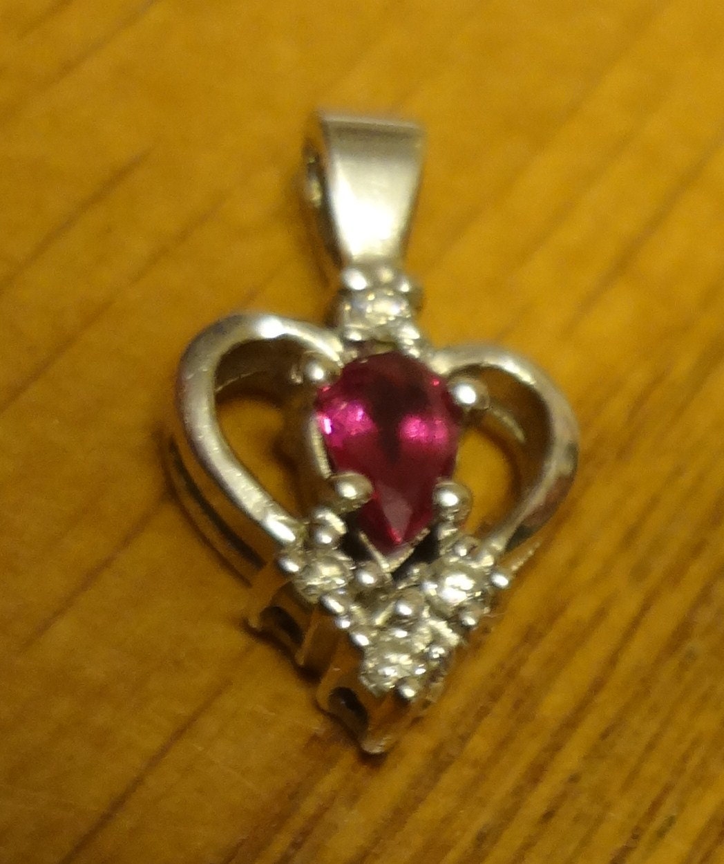 14k White Gold Heart Pendant Ruby & Diamond Gemstone for Necklace  Gift Birthday Anniversary Best Friend