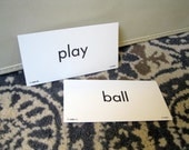 Set of 15 Vintage Sight Word Flash Cards: School, Pets, Baseball, paper ephemera, craft supply, set 6