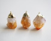 Citrine Druzy Raw Gemstone Rock - rough citrine with pointy tip and gold dipped cap, november birthstone, crystal