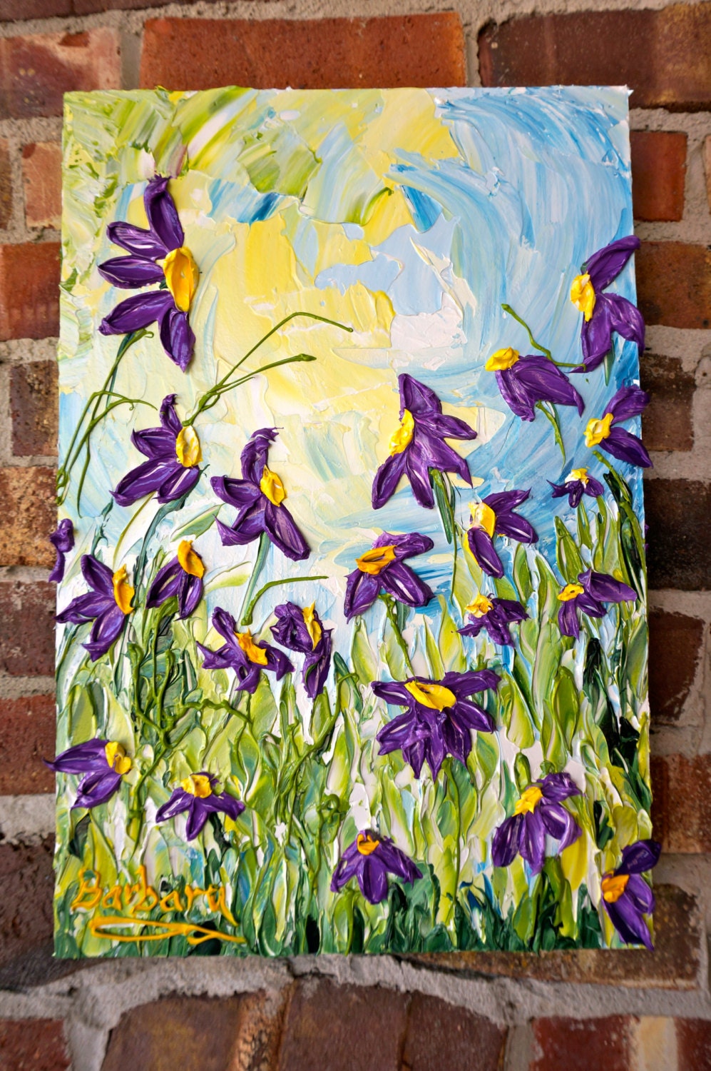 Friendship - Floral Impasto Painting with Field of Flowers