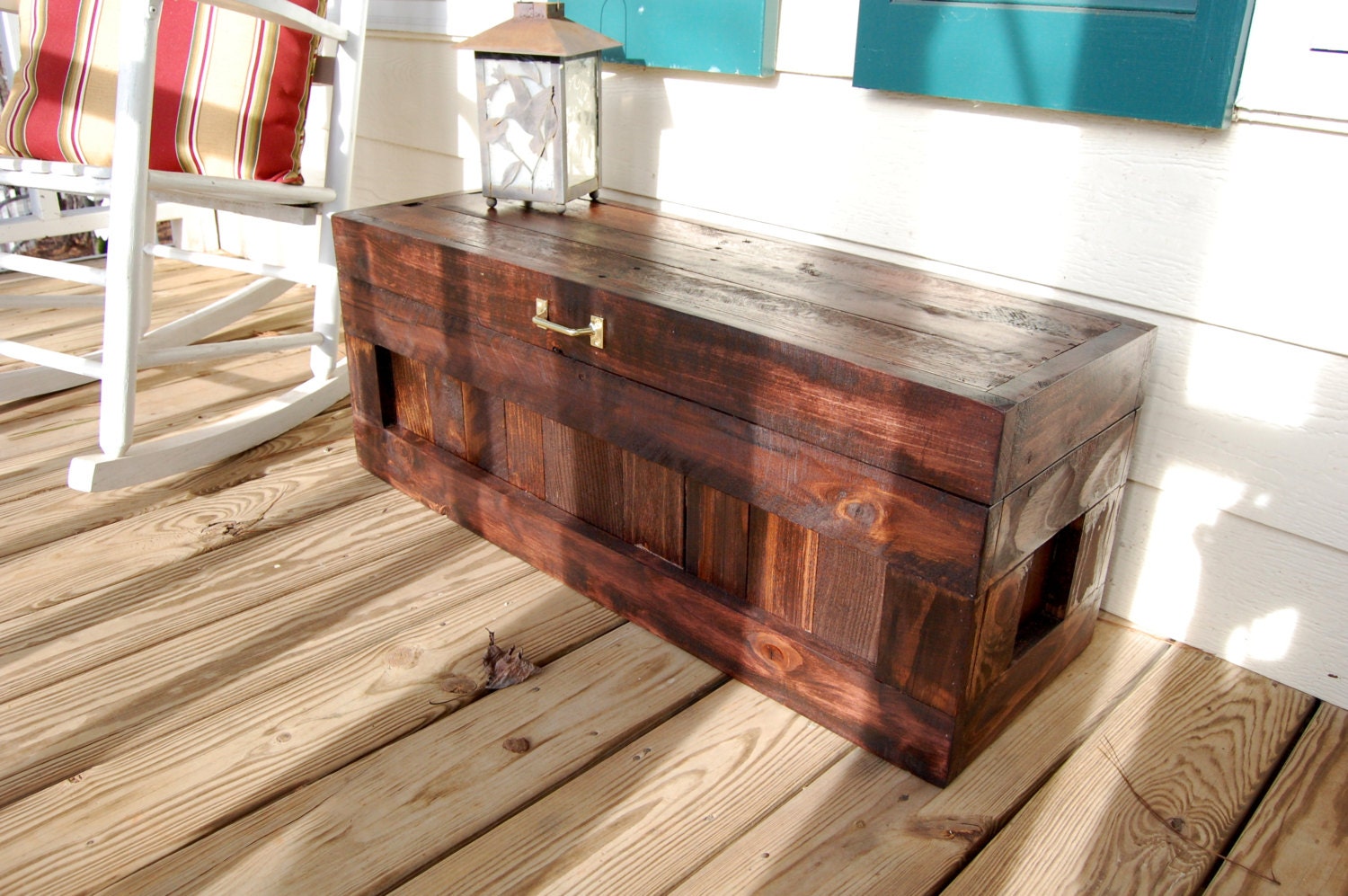 Red Mahogany Hope Chest / Toy Box/Blanket Storage from Reclaimed Pallet
