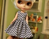 SALE Dark Blue Chevron Blythe Dress