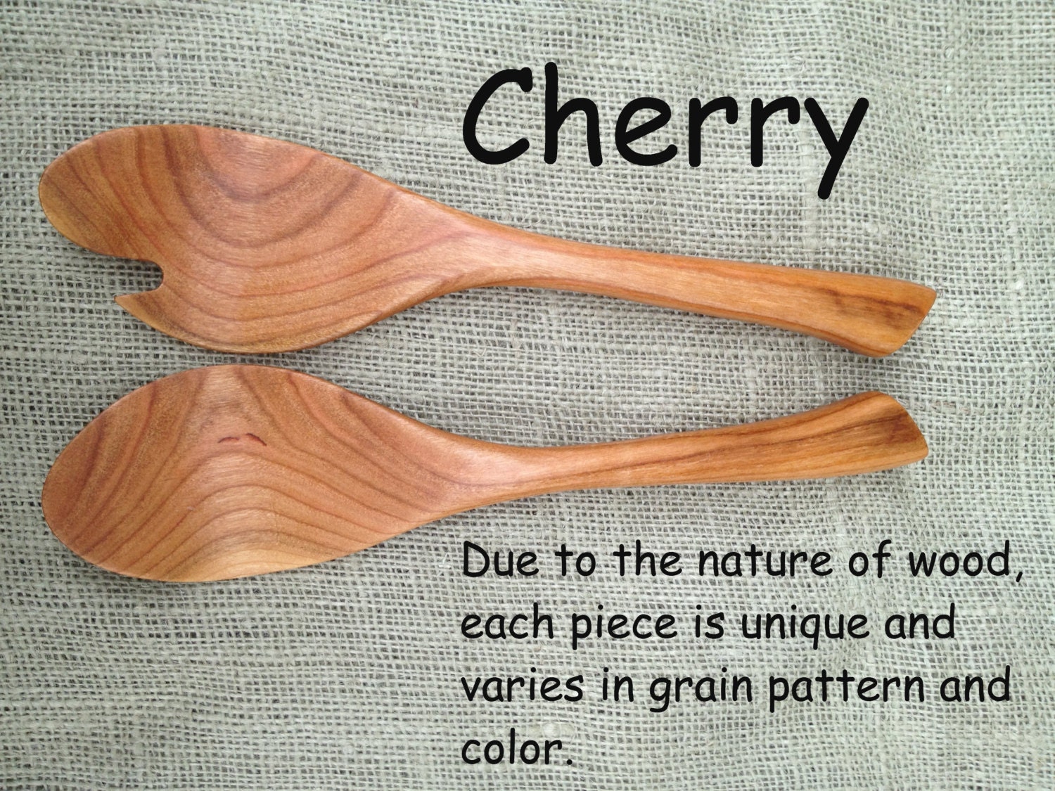 Salad Server set handmade to order in Cherry, Hickory, Maple, or Walnut wood