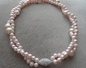 Bridal Necklace, Handmade Weddings pink Pearl Necklace Bridsmaids Gifts, Bridal accessories