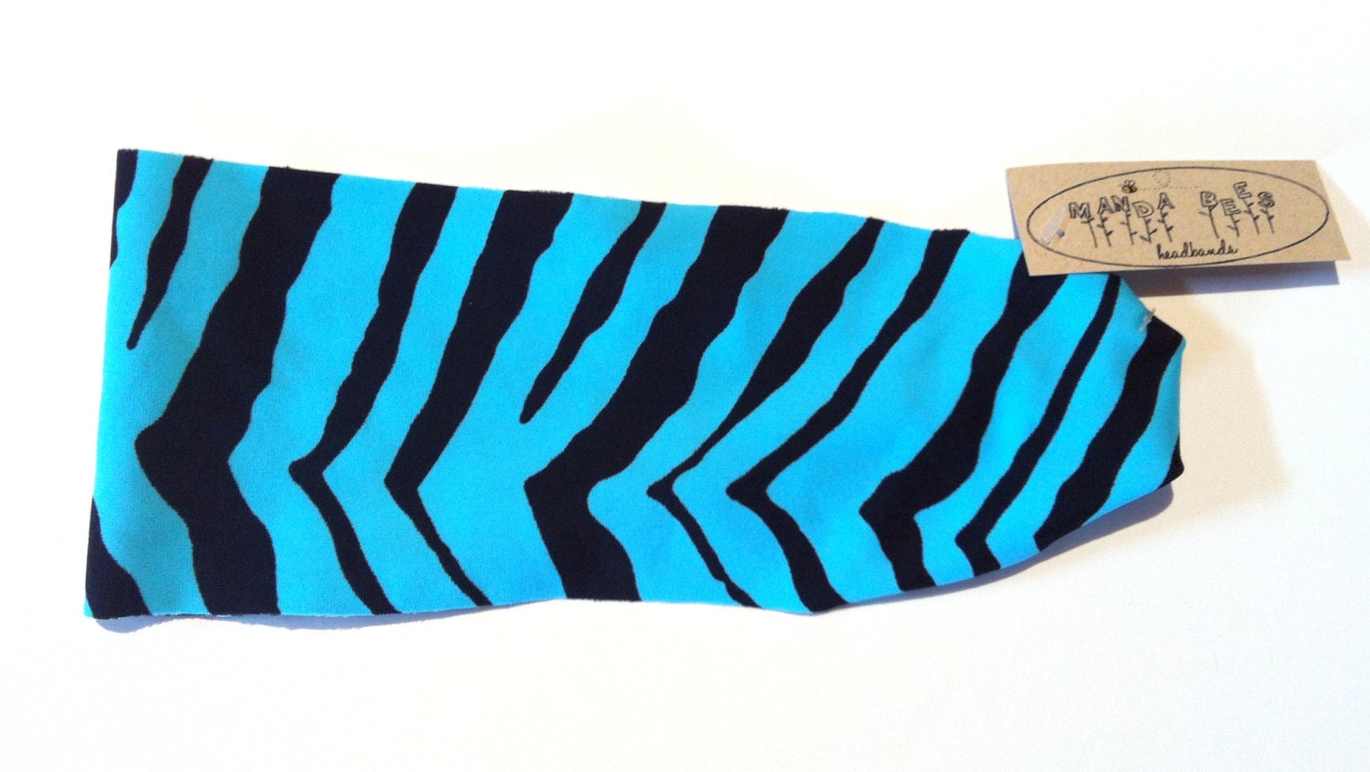 Manda Bee's Teal Zebra Stretchy Yoga Headband