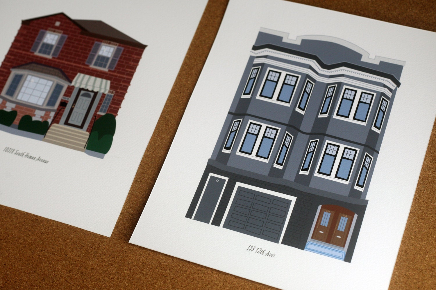 RESERVED FOR JANELLE / 2 8"x10" House Portraits / Custom House Illustration / Print