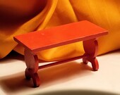 Doll House Strombecker Hall or Couch Table - Dollhouse Red Fancy Strombecker Table 1940's Furniture