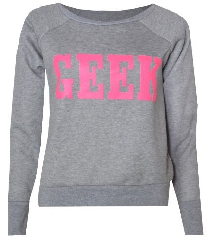 Cool GEEK Wide Neck Sweater as seen on 1D One Direction and Justin Bieber, great gift or fun shirt