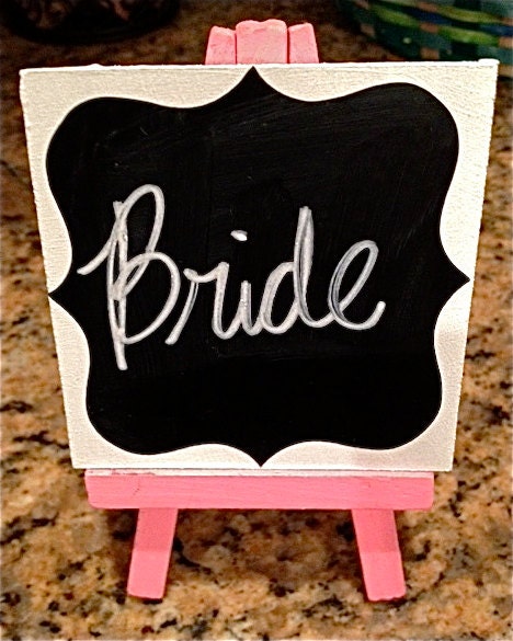 Mini Chalkboard and Easel Set, Small Blackboard, Wedding Table Sign, Table Numbers, Bride and Groom