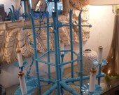 Vintage Faux Bamboo Tole Chandelier Hollywood Regency Mid Century Modern Chinese Chippendale Pagoda