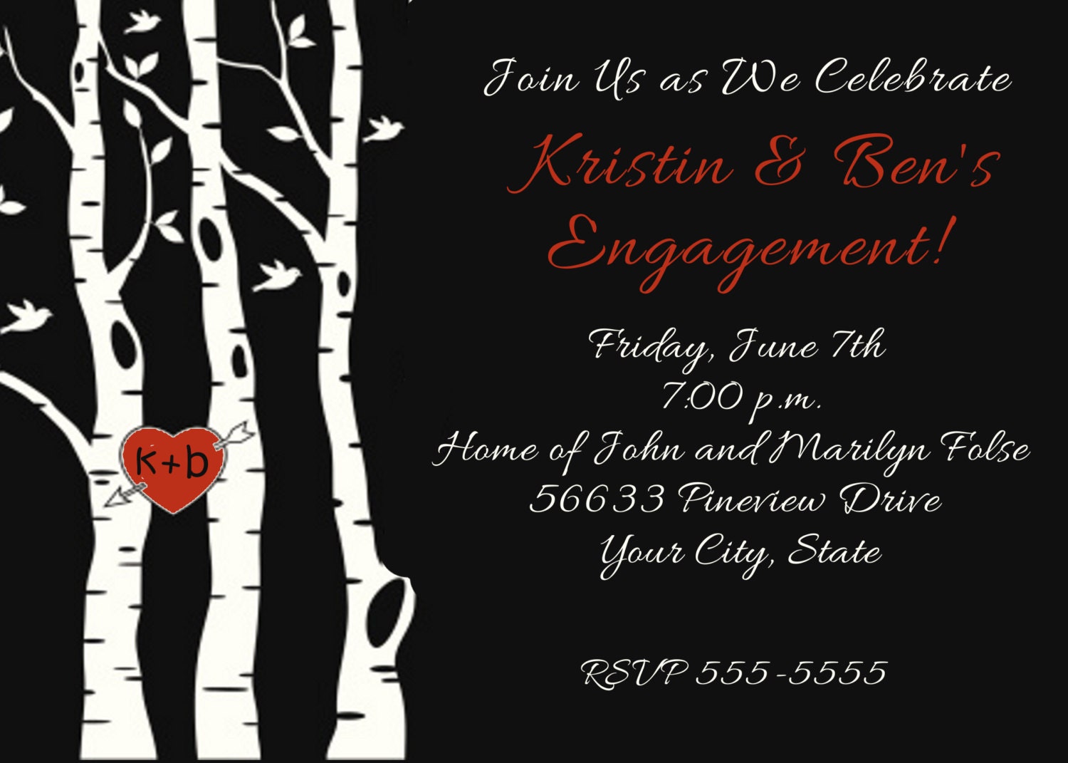 Engagement Party Invitation - Carved Initials
