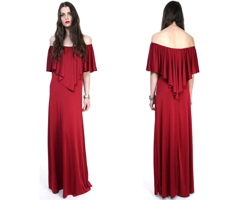 Vintage 70s Bohemian Goddess Draped Maxi Dress