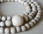 108 bead birch wood and silver mala // layered bracelet necklace // natural eco // yoga // Scandinavian // handmade