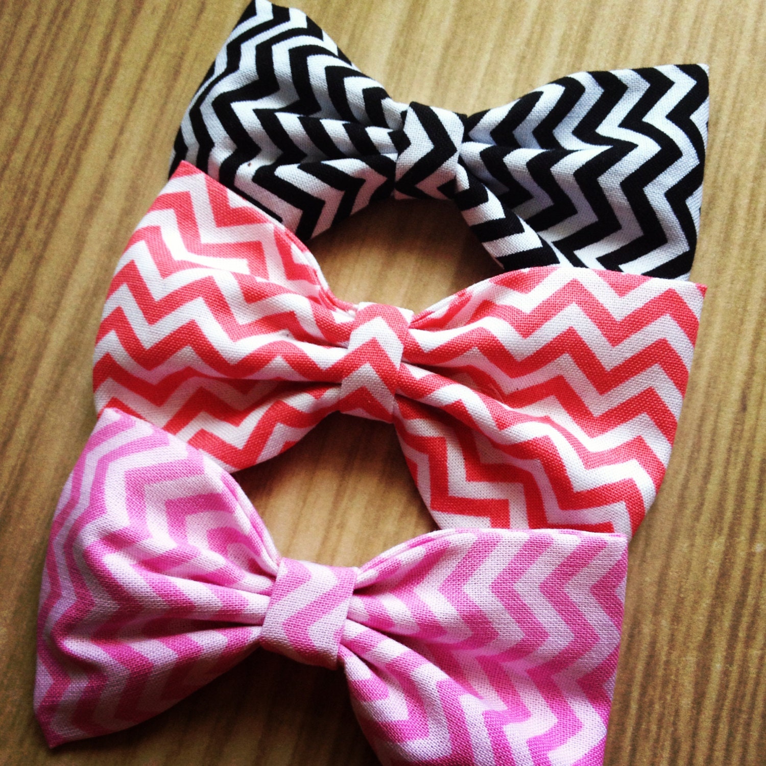 Black/Pink or Salmon PICK ONE handmade fabric bow tie hair bow Pick One