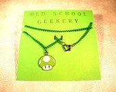 Green 1up Mario Mushroom Charm Necklace - Geek Crafted into an Adorable Accessory
