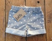 Handmade Unisex Cotton Spot Shorts - Grey & White
