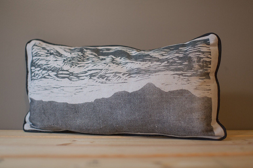 The Great Smoky Mountains Woodcut Pillow