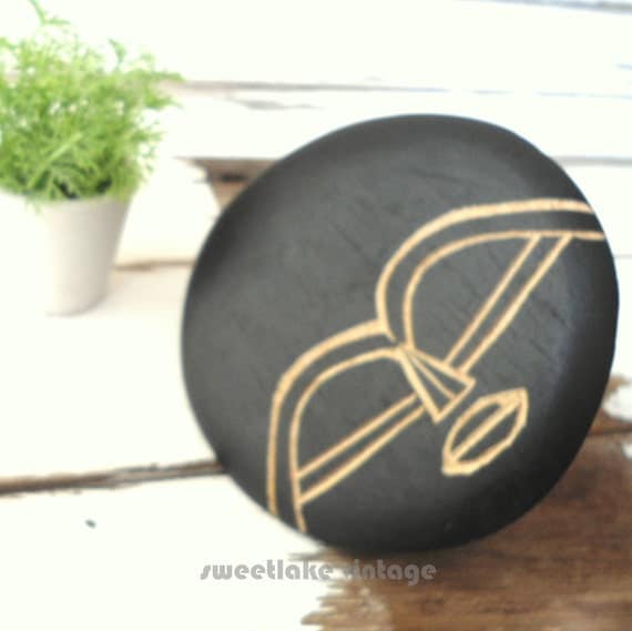 black vintage bowl- african home decor- napkin holder- black wood interior- Ethnic mask- gift for her-1980s