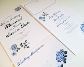 PRINTABLE Blue Rose Floral Wedding Stationery Suite, Set of 4