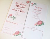 PRINTABLE Pink Rose Floral Wedding Stationery Suite, Set of 4