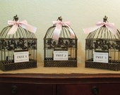 Distressed Wedding Card Box Centerpieces Set of 3 / Vintage Wedding Birdcage Table numbers / Rustic Bird Cage Centerpieces / Shabby Chic
