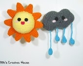Sun and Rain Cloud Kawaii Kollection Amigurumi Plush Crochet Toys (Made to Order )