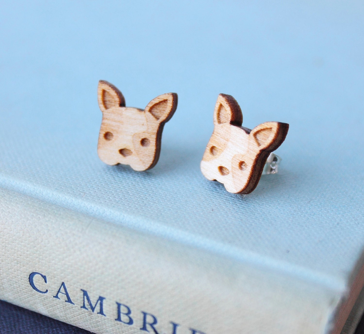 Laser Cut Wooden French Bulldog Earrings
