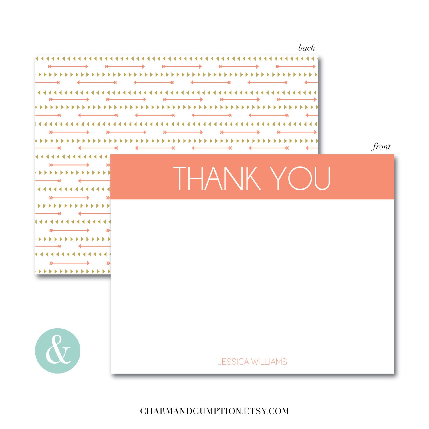 Arrow Personalized Thank You Card Set