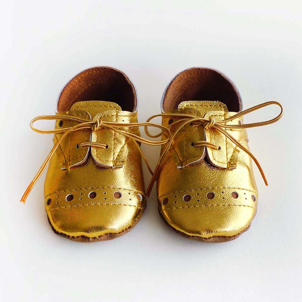 Baby Girl Shoes Gold leather crib shoes