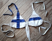 Finnish Flag Lambskin Leather Bikini Top