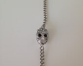 Silver Pavé skull bracelet.