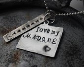 Hand Stamped Sterling Silver Necklace - marine - name necklace - rustic