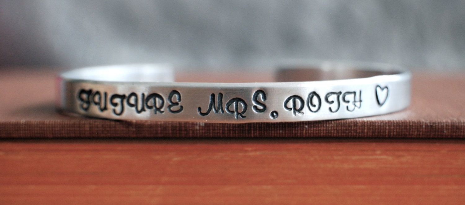 Bride hand stamped bracelet