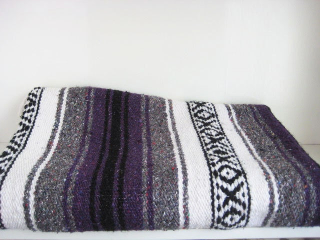 Purple and Grey Vintage Mexican Blanket