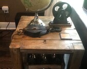 Rustic Reclaimed Wooden End/Side Table- made from KS barnwood