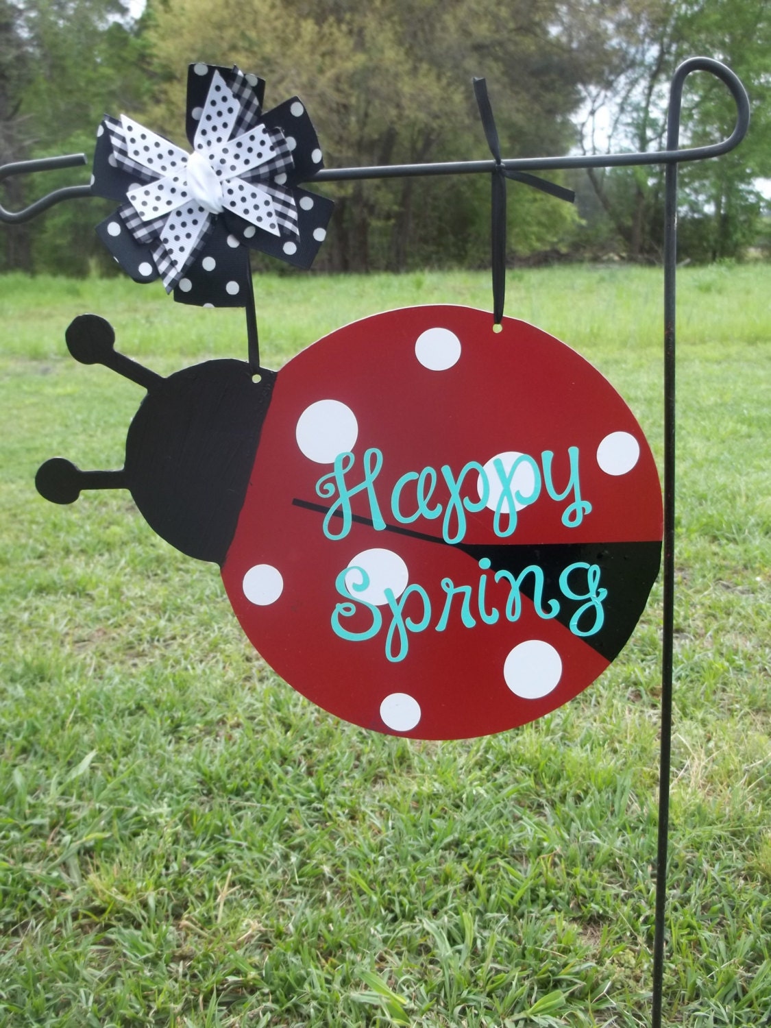 Lady Bug Metal Yard Sign/Door Hanger