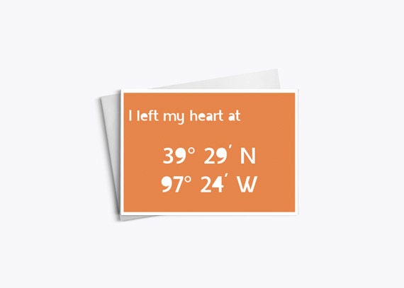 Love Cards, Missing You Cards, Personalized Longitude Latitude Cards, 6.25x4.5 - LarkRoadRhymes
