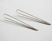Brass X-Long Sharp Side Earrings, Gold Brass Earrings, Long Spikes, Statement Earring
