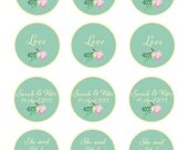 Printable rustic cupcake toppers, favor tags, envelope seals, napkin rings for Wedding, Bridal, Baby Shower, Birthday. ANY COLOUR Il_170x135