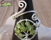Tree of Life Ring Peridot - Tree of Life Jewelry - Wire Wrapped Ring - Made to Order - Silver Plated