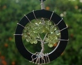 Silver Tree of Life - Peridot Tree of Life Pendant - Tree of Life Jewelry - Sterling Silver Tree - Square Edges - Made to Order