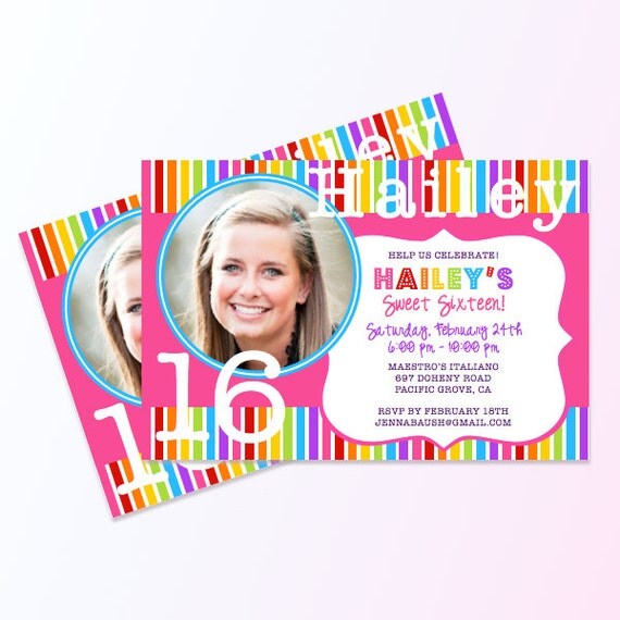4 x 6 Inch Rainbow Candy Land Themed Birthday Party Invite with 2 Inch Tags / Toppers - DIY Party Printables - Digital Download Il_570xn