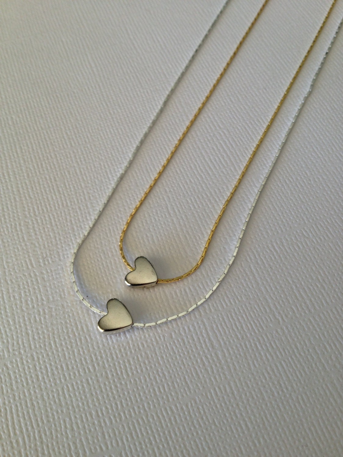 Simple Minimalist Dainty Silver Heart Necklace Gold or Silver Chain Dogeared Jewelry Inspired
