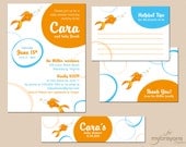Sea Bubbles Baby Shower Invitation Package // DIY Printable // Bold Blue and Orange