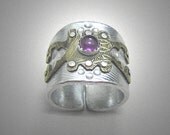 Modern Vintage Ring - Silver with Bronze, Brass or Copper Adjustable Cuff Ring - made to order - can be customized