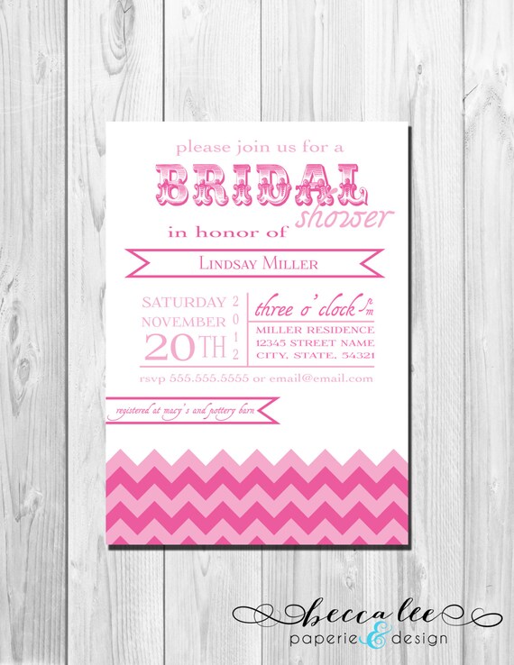 Bridal Shower Invitation Chevron Stripes - DIY - Printable Il_570xn