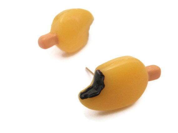 Yellow Ice Cream Bar Studs - Ice Cream Earrings - Food Jewelry - Lemon