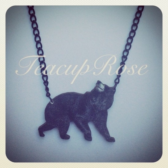 Wooden Black Bear Necklace
