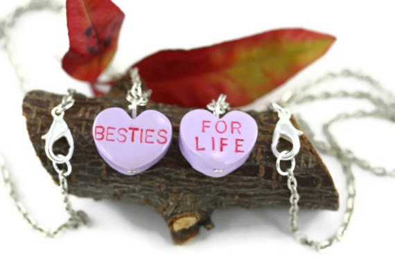 Valentine Candy Heart Necklaces, Sweetheart Charms, Conversation Heart, Besties For Life, Candy Jewelry, Valentine Jewelry, Valentine's Day